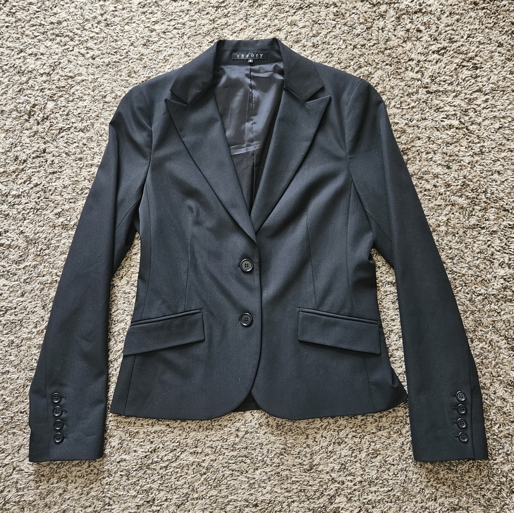 Theory Black Two-Button Blazer Size 6